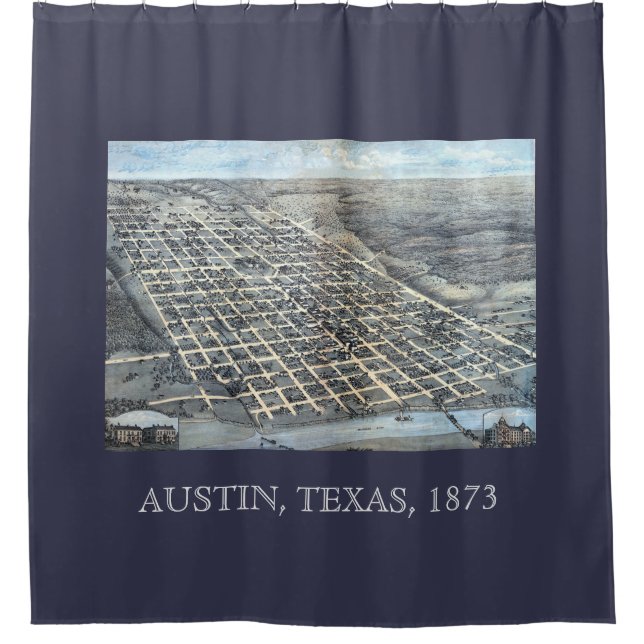 Austin, Texas Antique Aerial City Map from 1873 (Front)