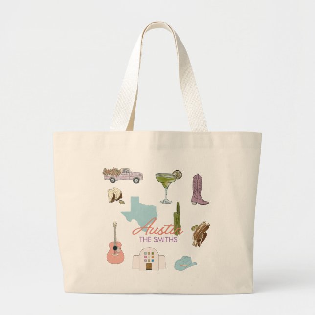 Austin Texas Bachelorette Wedding  Large Tote Bag (Front)