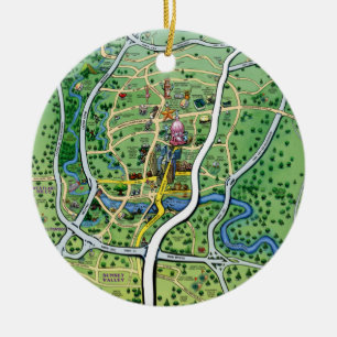 Austin Texas Cartoon Map Ceramic Ornament