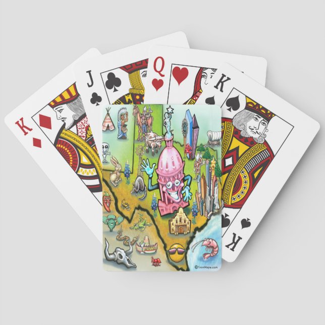 Austin Texas Cartoon Map Playing Cards (Back)