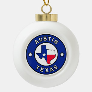 Austin Texas Ceramic Ball Christmas Ornament