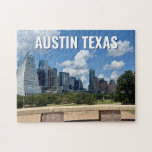 Austin Texas City Skyline Photography Jigsaw Puzzle<br><div class="desc">This modern Austin Texas puzzle features beautiful blue sky and clouds above the city skyline. All of the new buildings against the pretty green trees that epitomizes the beauty of the urban downtown and nature of the place. Great travel keepsake gift for a visitor or a local Austinite that likes...</div>