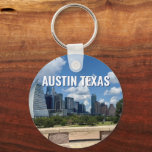 Austin Texas City Skyline Photography Keychain<br><div class="desc">This modern Austin Texas keychain features beautiful blue sky and clouds above the city skyline. All of the new buildings against the pretty green trees that epitomizes the beauty of the urban downtown and nature of the place. Great travel keepsake gift for a visitor or a local Austinite that likes...</div>