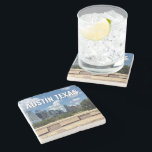 Austin Texas City Skyline Photography Stone Coaster<br><div class="desc">This modern Austin Texas souvenir coaster features beautiful blue sky and clouds above the city skyline. All of the new buildings against the pretty green trees that epitomizes the beauty of the urban downtown and nature of the place. Great travel keepsake gift for a visitor or a local Austinite that...</div>