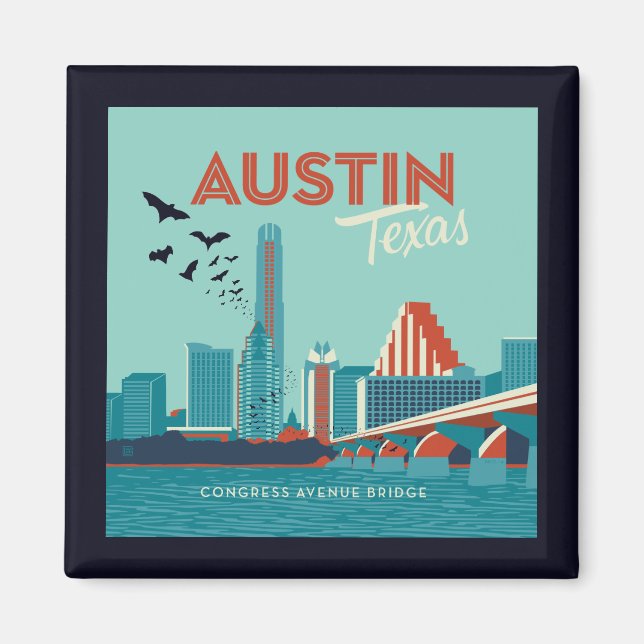 Austin, Texas | Congress Avenue Bridge Magnet (Front)
