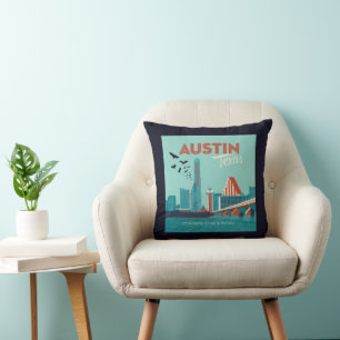 Austin, Texas   Congress Avenue Bridge Throw Pillow