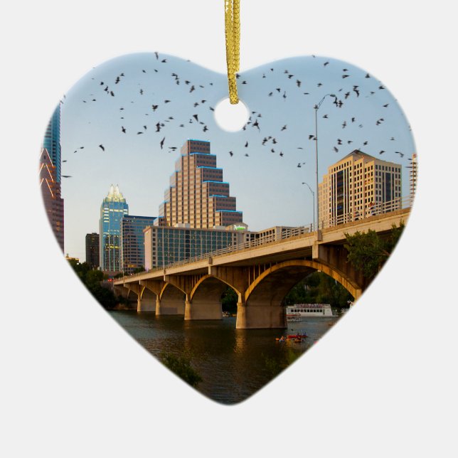 Austin, Texas Congress Bridge Bats Ceramic Ornament (Front)