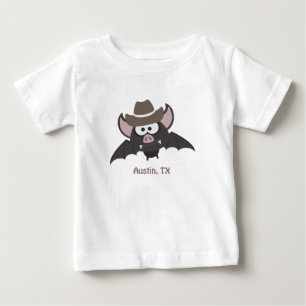 Austin Texas Cute Cartoon Cowboy Bat Baby T-Shirt