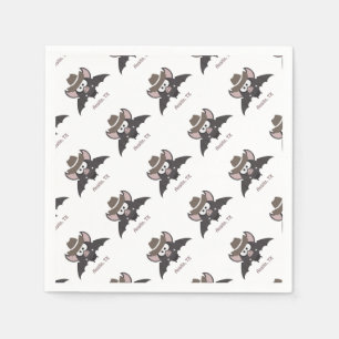 Austin Texas Cute Cartoon Cowboy Bat Napkin