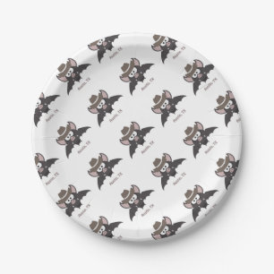 Austin Texas Cute Cartoon Cowboy Bat Paper Plate
