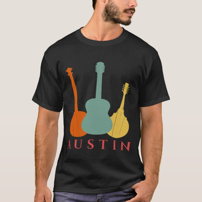 Austin Texas  Distressed Music T-Shirt (Front)