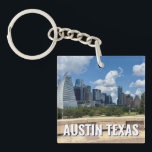 Austin Texas Downtown Buildings Photography Keychain<br><div class="desc">This modern Austin Texas souvenir keychain features beautiful blue sky and clouds above the city skyline. All of the new buildings against the pretty green trees that epitomizes the beauty of the urban downtown and nature of the place. Great travel keepsake gift for a visitor or a local Austinite that...</div>