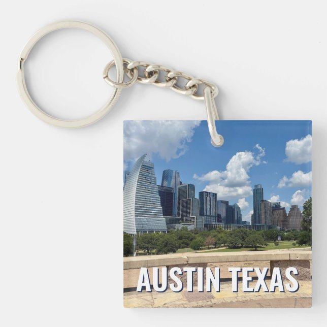 Austin Texas Downtown Buildings Photography Keychain (Front)