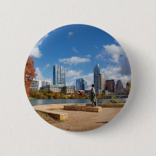 Austin Texas Downtown Skyline - Ladybird Lake 2 Inch Round Button
