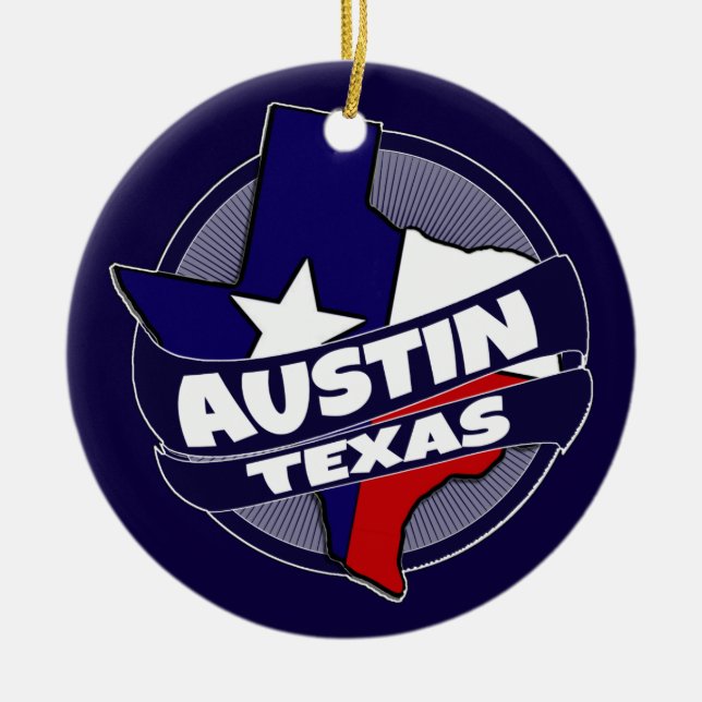 Austin Texas flag burst holiday ornament (Front)