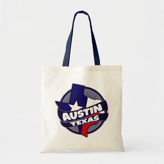 Austin Texas flag burst reusable tote bag (Front)