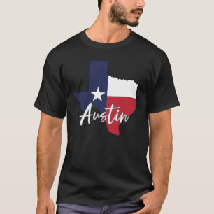 Austin, Texas Flag Map Men's Black T-Shirt