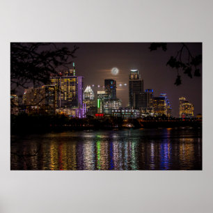 Austin, Texas Full Moon v2 Poster