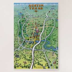 Austin Texas Fun Map Jigsaw Puzzle
