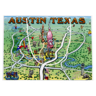 Austin Texas Fun Map Large Gift Bag