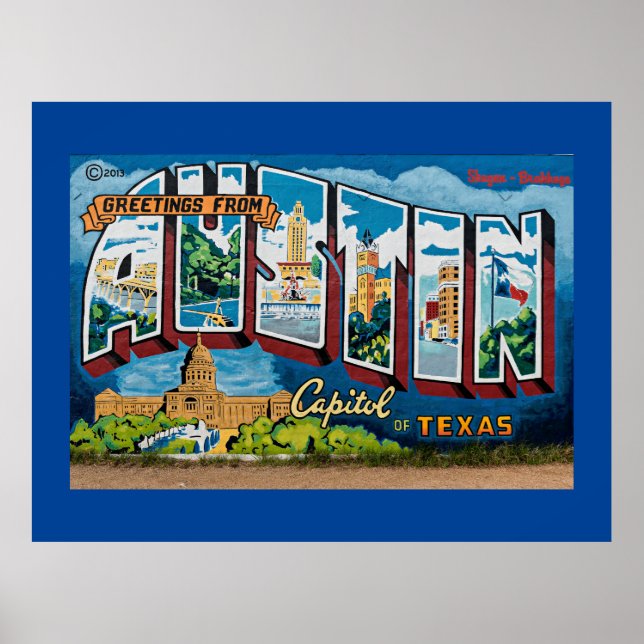 Austin, Texas Greetings Poster (Front)