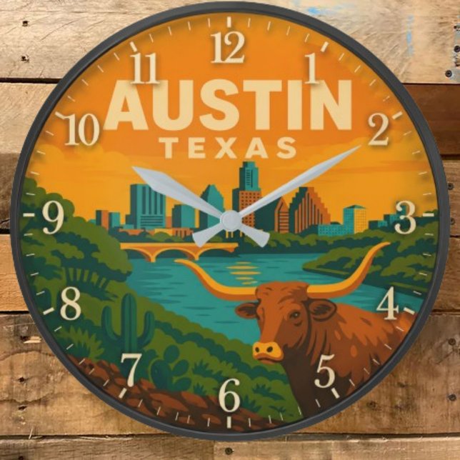 Austin Texas Longhorn Riverfront Large Clock (Creator Uploaded)