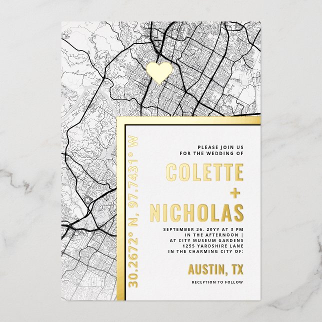 Austin, Texas Love Locator | City Themed Wedding (Front)