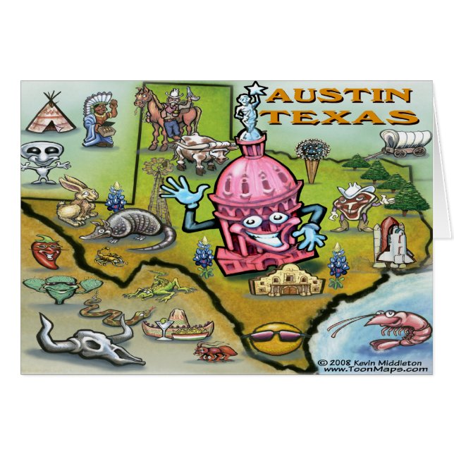 Austin TEXAS Map Card (Front Horizontal)
