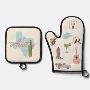 Austin Texas  Oven Mitt & Pot Holder Set