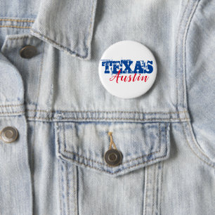 Austin Texas Red Blue Typography  2 Inch Round Button