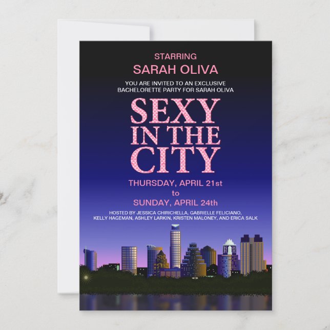 Austin Texas Skyline Bachelorette Movie Party Invitation (Front)