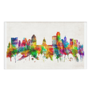 Austin Texas Skyline Name Tag