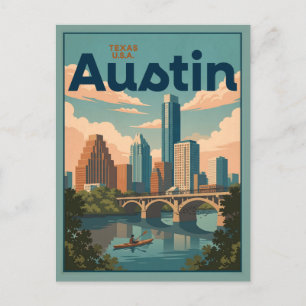Austin Texas Skyline Riverfront Postcard