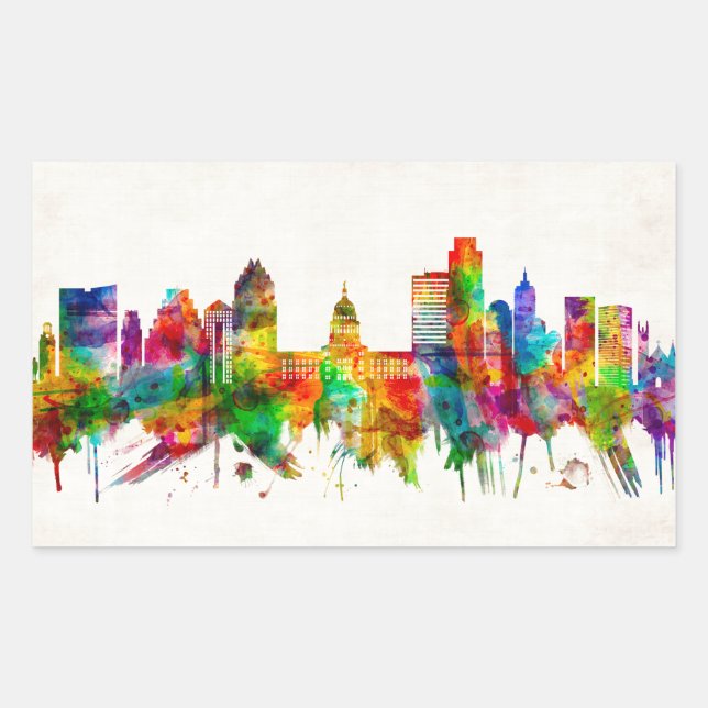 Austin Texas Skyline Sticker (Front)