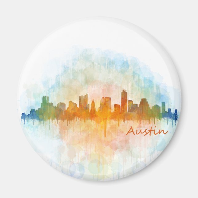 Austin Texas skyline watercolor v4 Magnet (Front)
