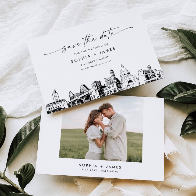 Austin, Texas Skyline Wedding Enregistrer la carte (Créateur téléchargé)