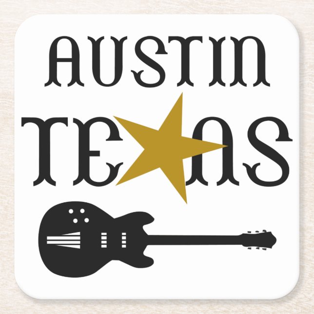 Austin Texas Square Paper Coaster (Front)