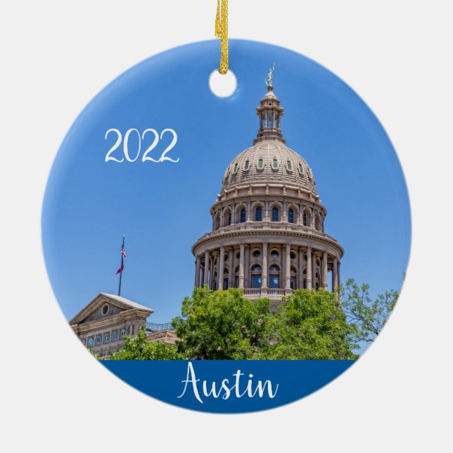 Austin, Texas State Capitol Ceramic Ornament (Back)