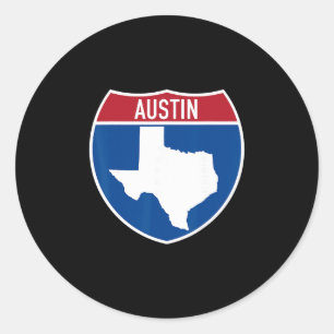 Austin Texas Tx Interstate Highway Vacation Souven Classic Round Sticker