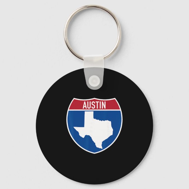 Austin Texas Tx Interstate Highway Vacation Souven Keychain (Front)
