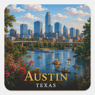 Austin Texas USA Live Music Hill Country Travel 🎸 Square Sticker