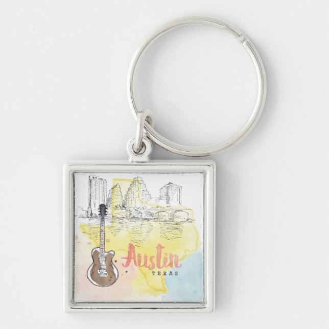 Austin,Texas | Watercolor Sketch Keychain (Front)