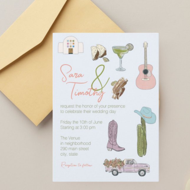 Austin Texas Wedding Suite  Invitation (Austin, Texas Wedding )