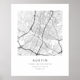 Austin TX Minimalist City Map Art Print
