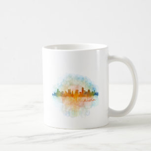 Austin watercolor Texas skyline v4 Coffee Mug