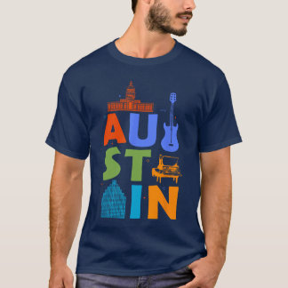 Austineas Souvenir Guitar Music City Austin friend T-Shirt