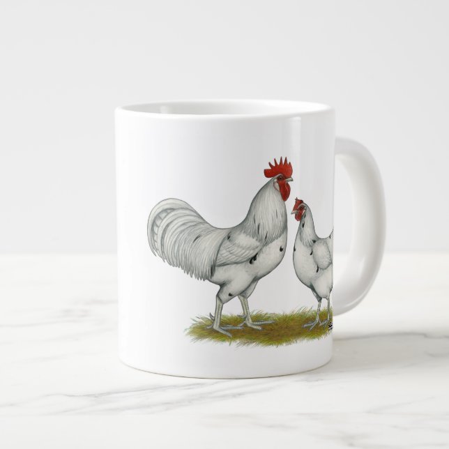 Austra White Chickens Large Coffee Mug (Front Right)