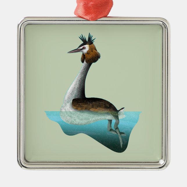 Australasian crested grebe Puteketeke Metal Ornament (Front)