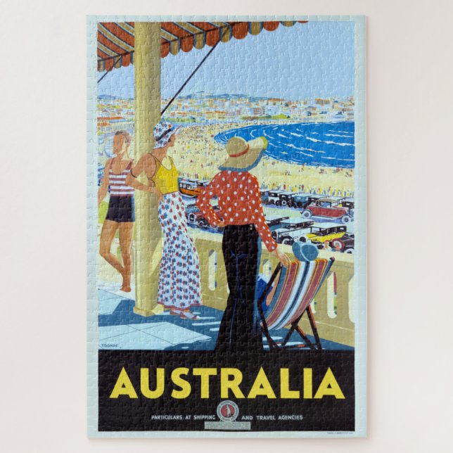 AUSTRALIA 1920s BONDI BEACH TRAVEL POSTER Jigsaw P Puzzle (Vertical)