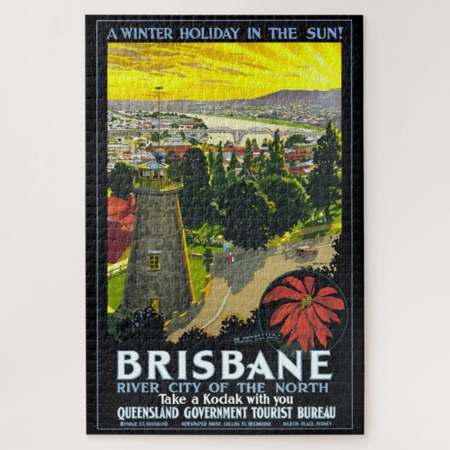 AUSTRALIA 1930s BRISBANE TRAVEL POSTER Jigsaw Puzzle (Vertical)
